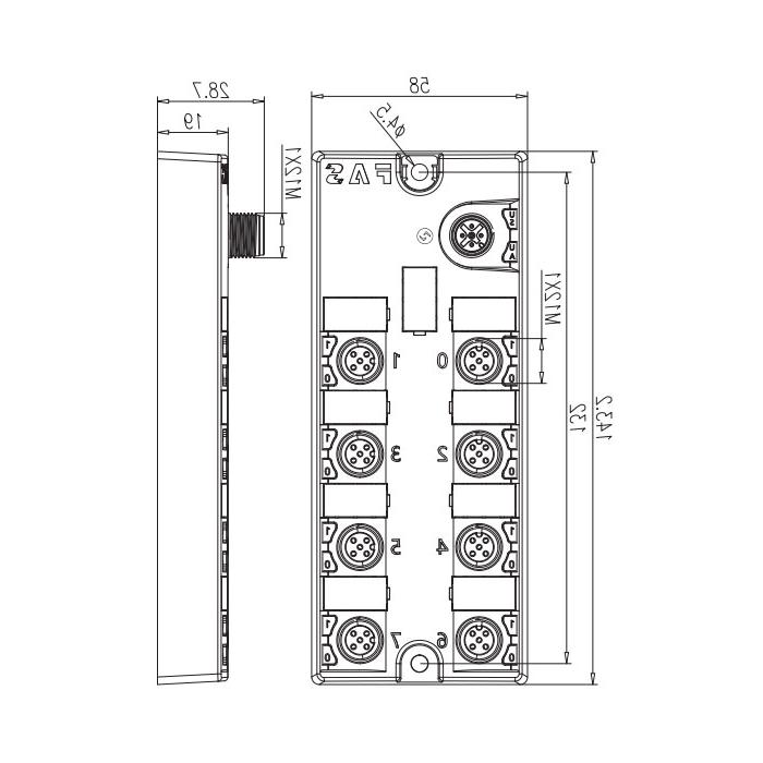 M12 interface、IO-Link Hub、NPN、16DI/DO adaptive module、00B954