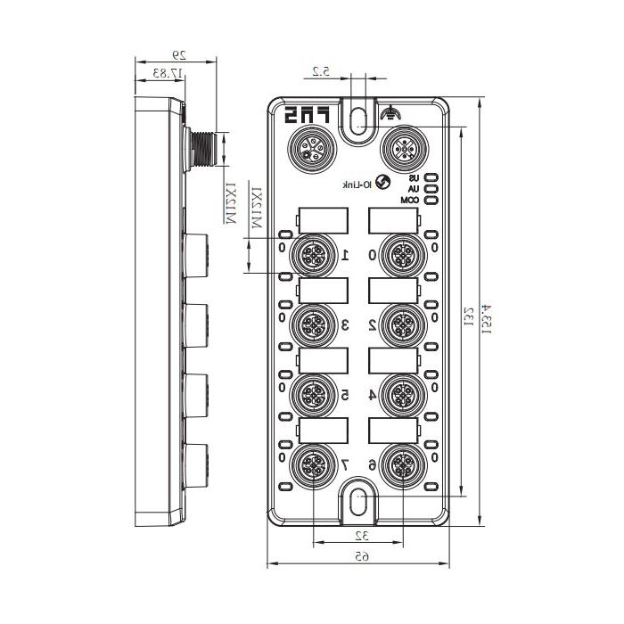 M12 interface、IO-Link Hub、PNP、8DI/DO configurable、00BF31