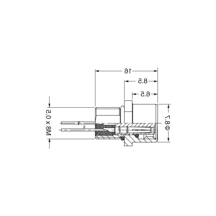 M8 3 Pin、Female flange socket、Front mount、63SA02-XXX