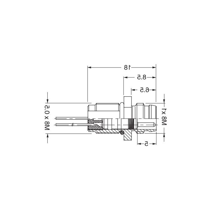 M8 4 Pin、Male flange socket、Front mount、63SA61-XXX