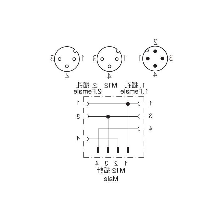 M12 4Pin male/2M12 3Pin female 、Y-connector、644491