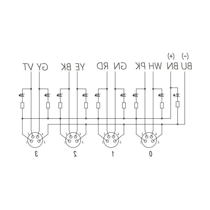 M8 Junction box、Dual channel、NPN、4 port 、All-in-one、With LED、PUR flexible cable、Black sheath、23N441-XXX