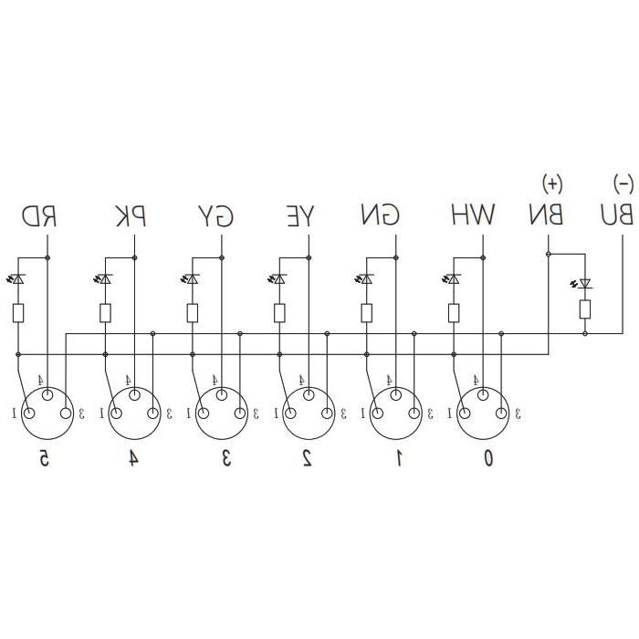 M8 Junction box、Single channel、NPN、6 port 、All-in-one、With LED、PVC non-flexible cable、Gray sheath、23N621-XXX