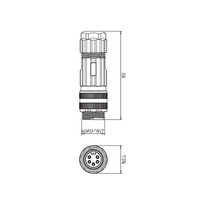 7/8" 5Pin、Straight type male、Screw connection、0PF021