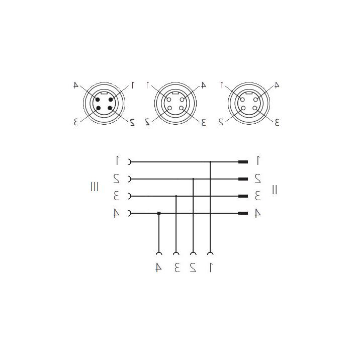  7/8" 4 Pin male/2x 7/8 "4 Pin female、T-shaped power supply tee、0PI444