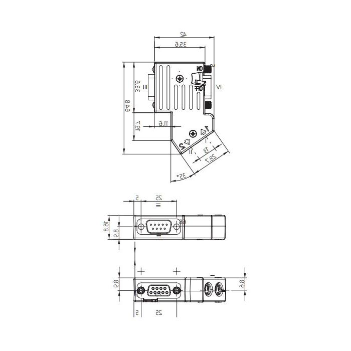 Sub D 9 Pin female/male、Profibus Bus plug with switchable terminating resistor、0CE101