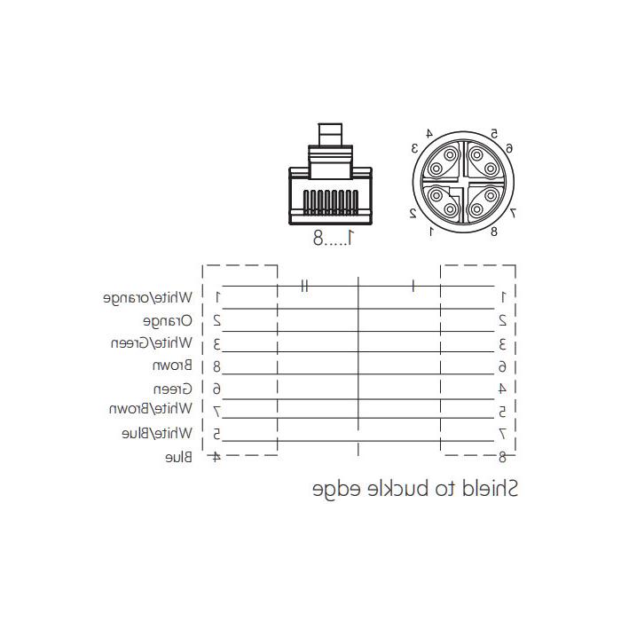 M12 8Pin straight male（ X-coded）/RJ45 male、Double ended pre cast PVC non flexible cable、With shielding、Blue sheath、Ethernet Cat.6a 10Gbps、0CF463-XXX